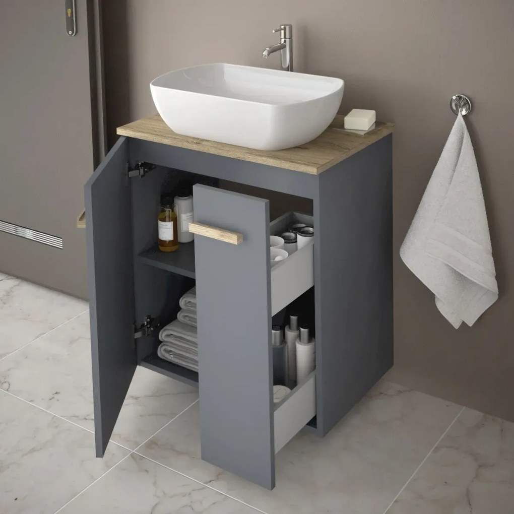 Szafka pod umywalkę L-WOOD 59 cm antracyt mat KROFAM