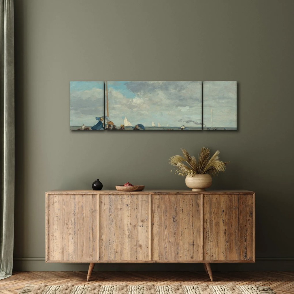 Obraz - Eugène Boudin, Beach at Trouville, reprodukcje (170x50 cm)