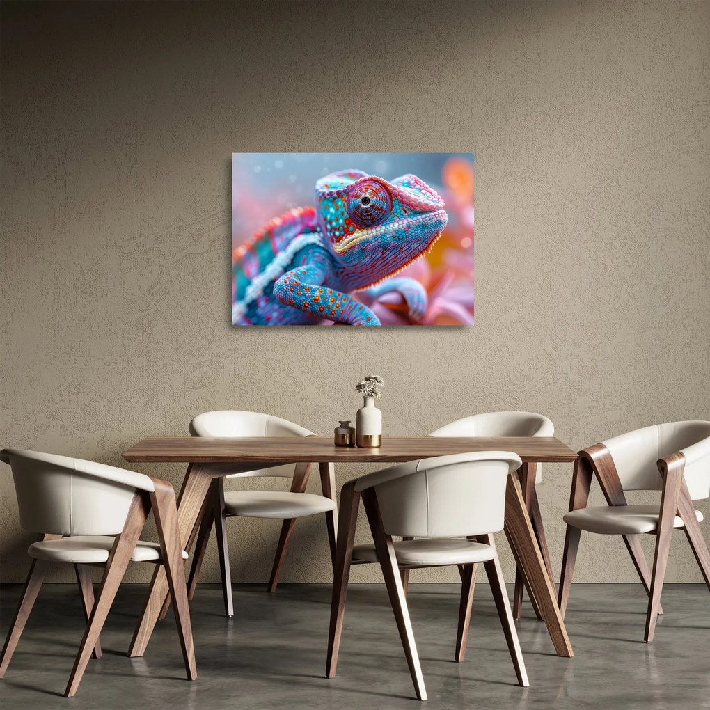 Obraz na szkle - Kolorowy kameleon (70x50 cm)