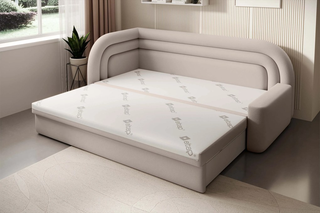Beżowa rozkładana sofa 3-osobowa FABILLO Wersja: Lewy róg
