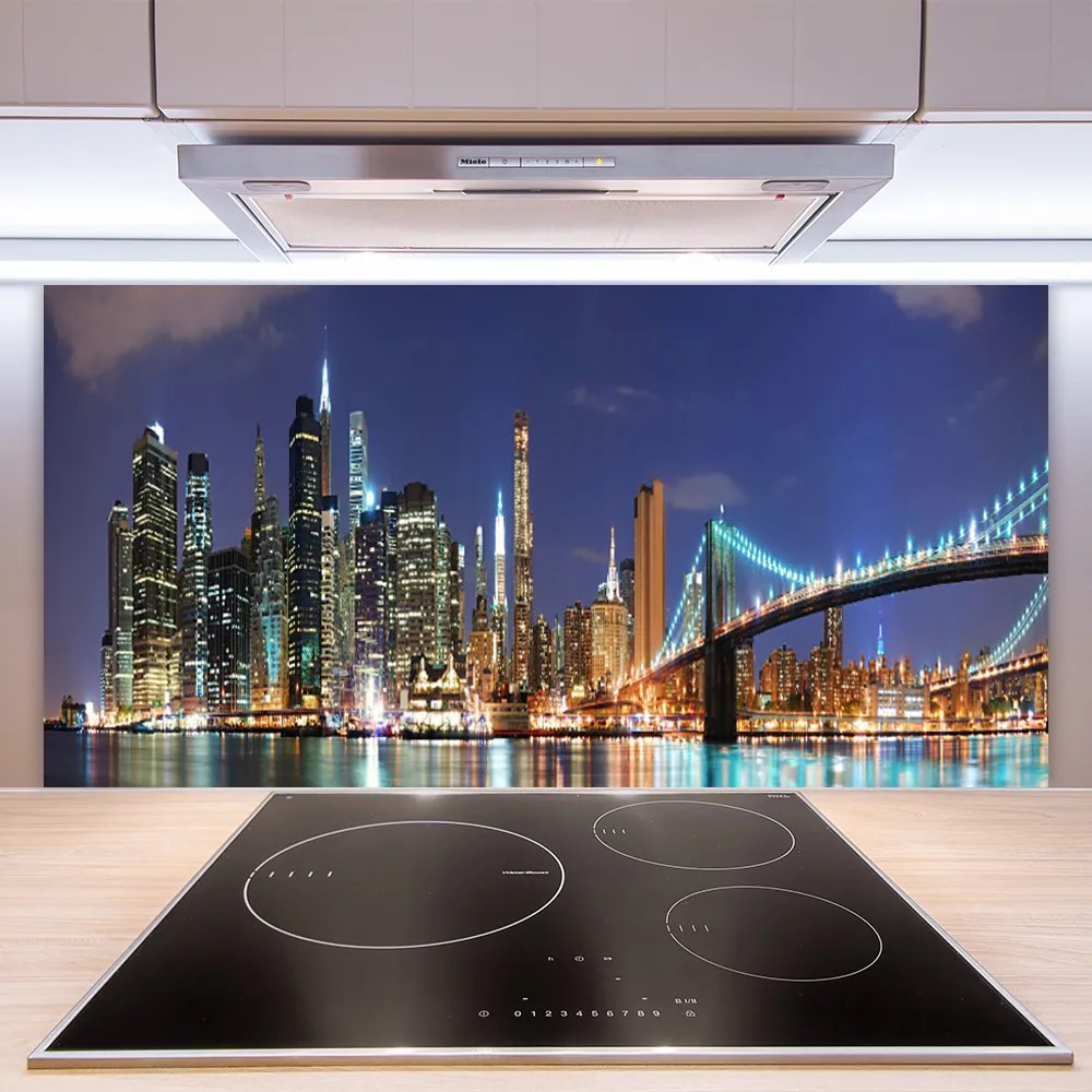 Panel Kuchenny Wieczorne Światła Nad Mostem