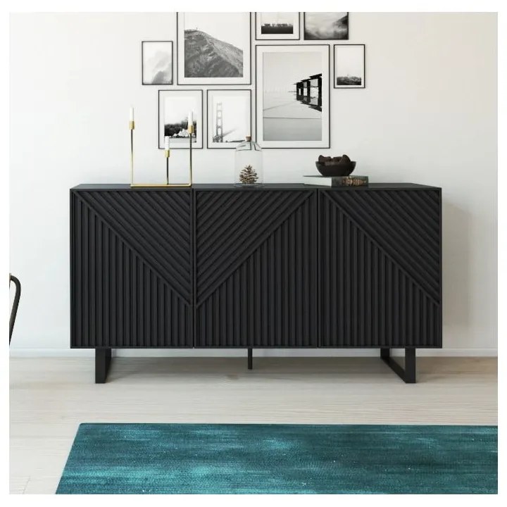 Czarna komoda 151x80x35 cm Peta – Marckeric