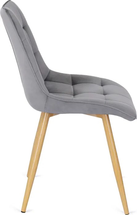 Krzesło Tapicerowane do Salonu RODRI Szare Welurowe Nowoczesne Loft