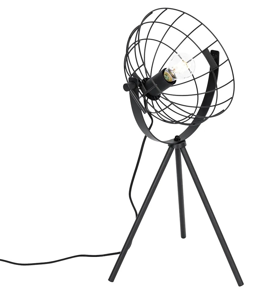 Industrialna lampa stołowa na trójnogu czarna regulowana - Hanze