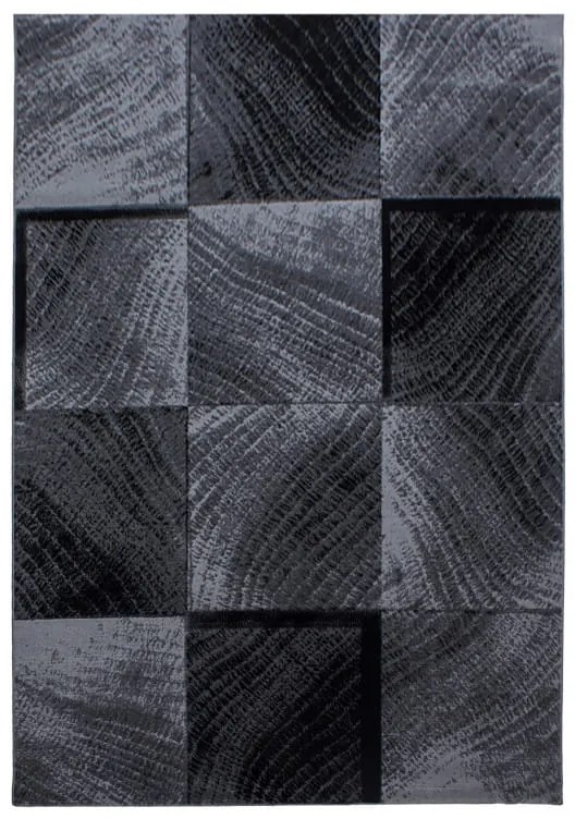 Dywan nowoczesny Plus Kwadraty szaro-czarny 160 cm x 230 cm