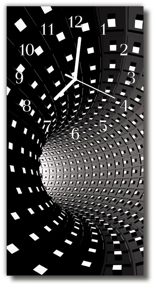 Zegar Szklany Pionowy Tunel 3d czarny