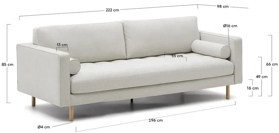 Szarobeżowa sofa z tkaniny szenilowej 222 cm Debra – Kave Home