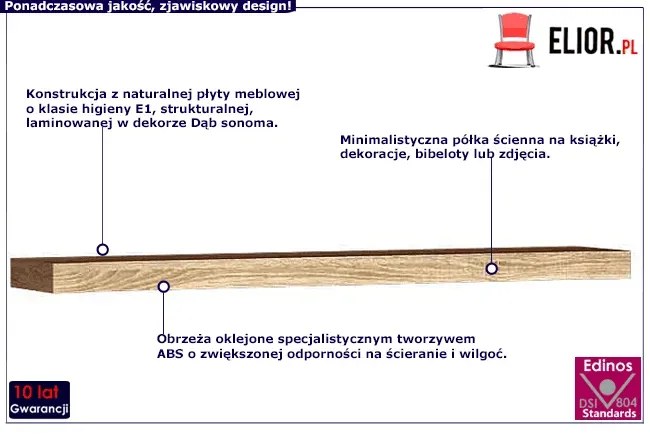 Półka wisząca dąb sonoma - Rectano 12X