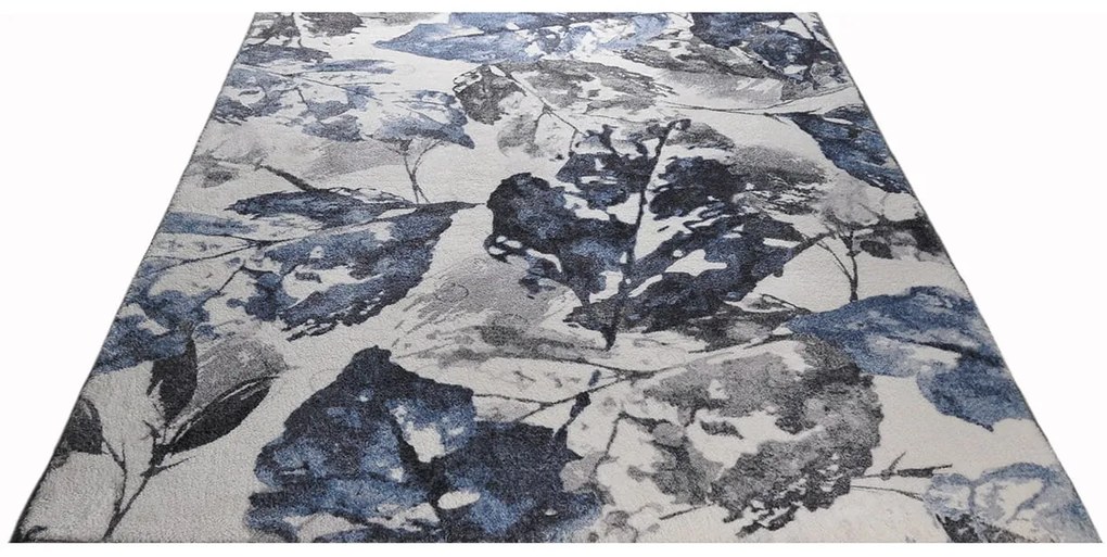 Dywan Tropical liście szaro-granatowe 120 cm x 160 cm