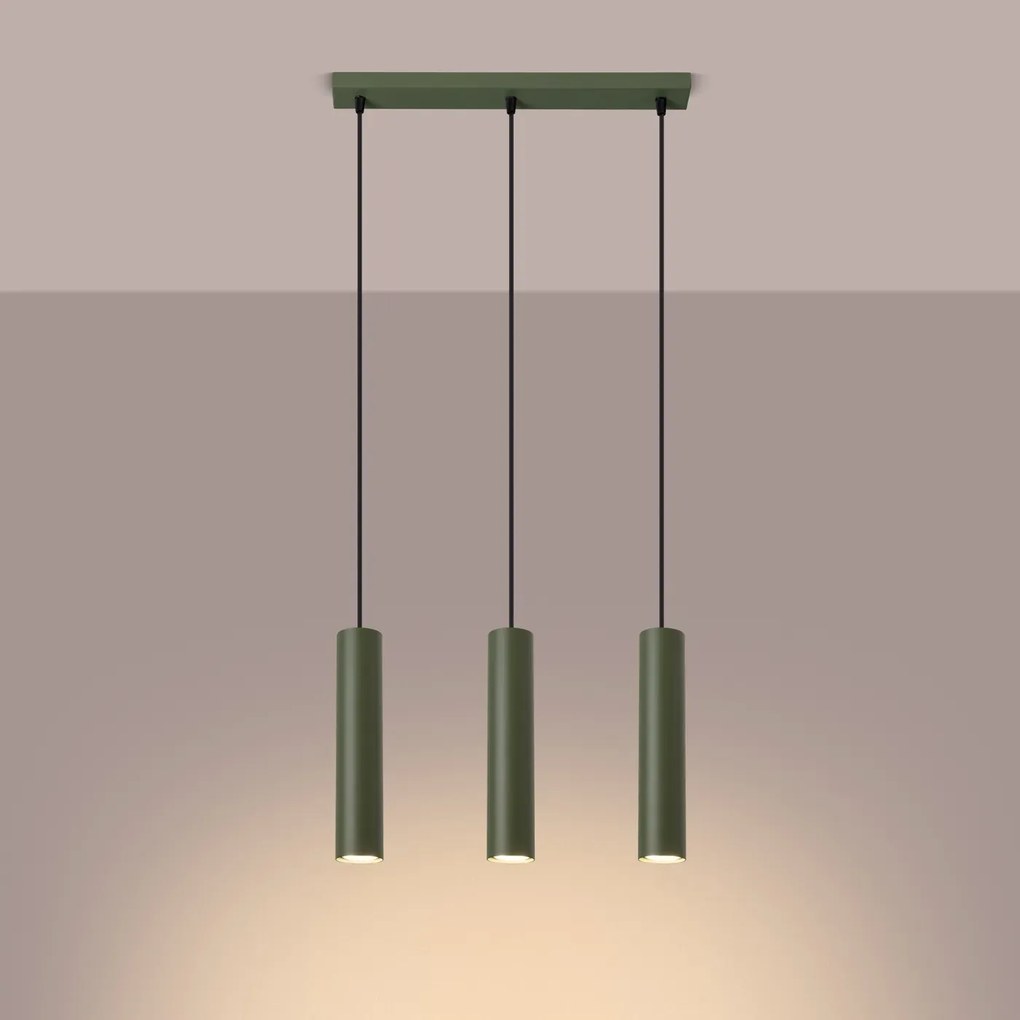 Lampa wisząca LAGOS 3L zielona oliwka SOLLUX LIGHTING