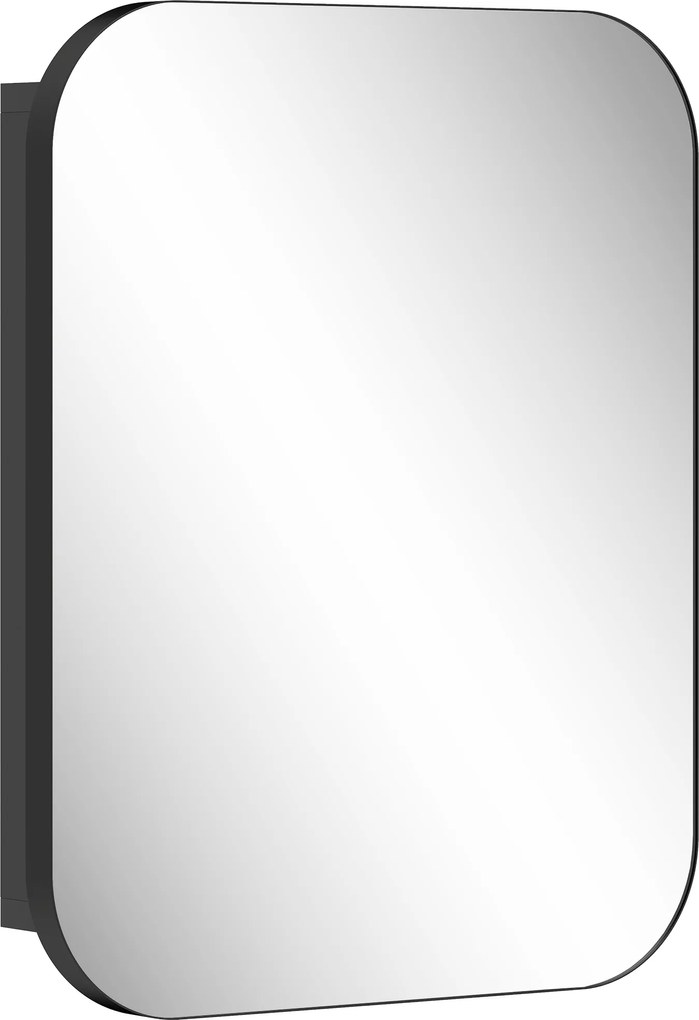 HOMCOM Szafka Łazienkowa z Lustrem, Regulowane Półki, 40,2 x 10,2 x 50,9 cm, Czarna | Aosom PL