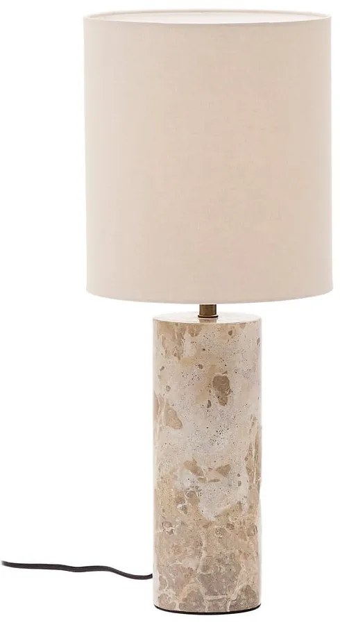 Beżowa marmurowa lampa stołowa z tekstylnym kloszem (wysokość 54 cm) Raze – Kave Home