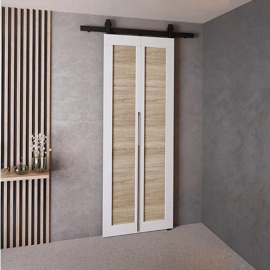 Drzwi Przesuwne QUDIO M1 Biały + Dąb Sonoma 60