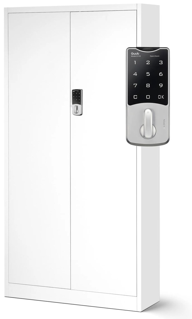 Biurowa szafa metalowa na akta DANIEL, 900 x 1850 x 400 mm, biała