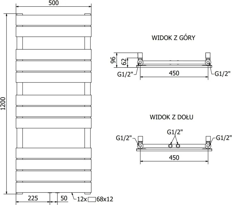Mexen Ceres grzejnik elektryczny 1200 x 500 mm, 600 W, czarny - W111-1200-500-2600-70