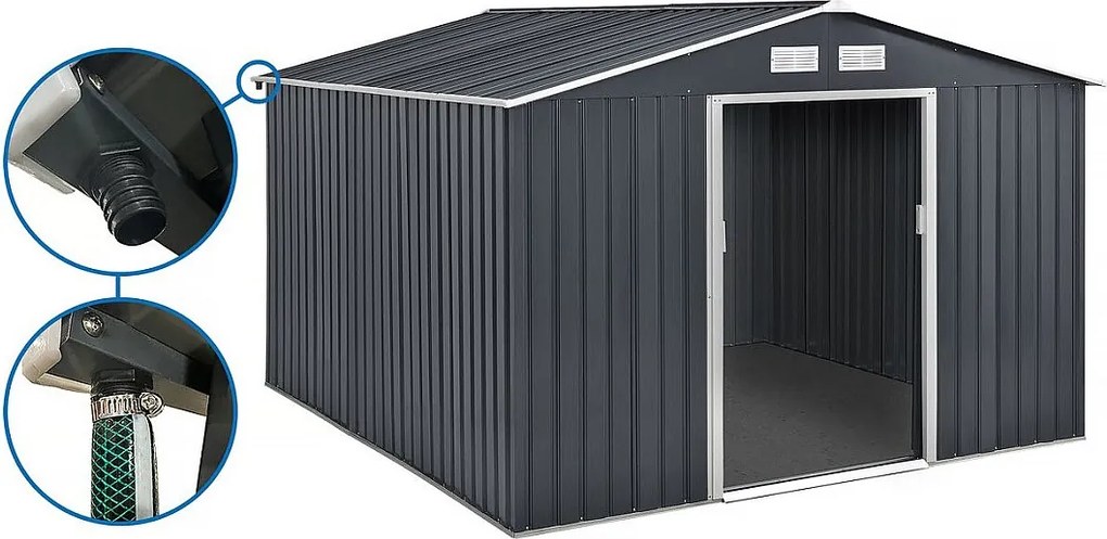 Metalowa szopa ogrodowa "Vegas" - 15 m² z rynną - Szara