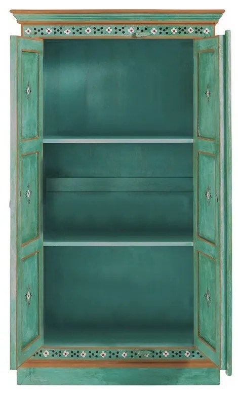 Zielona szafka z litego drewna mango 87x152x38 cm Prem – Støraa