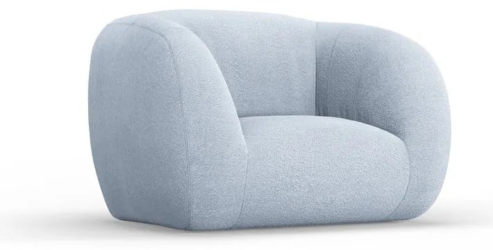 Jasnoniebieski fotel z materiału bouclé Essen – Cosmopolitan Design