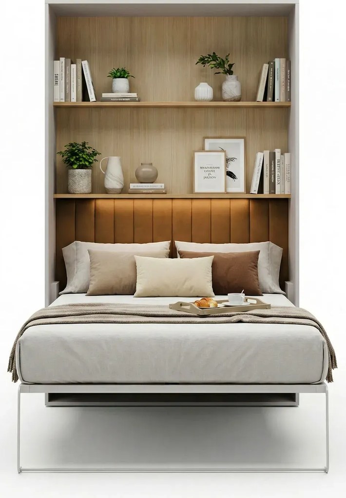 Łóżko chowane w ścianie do pokoju nastolatka kaszmir + żółty D9-G58