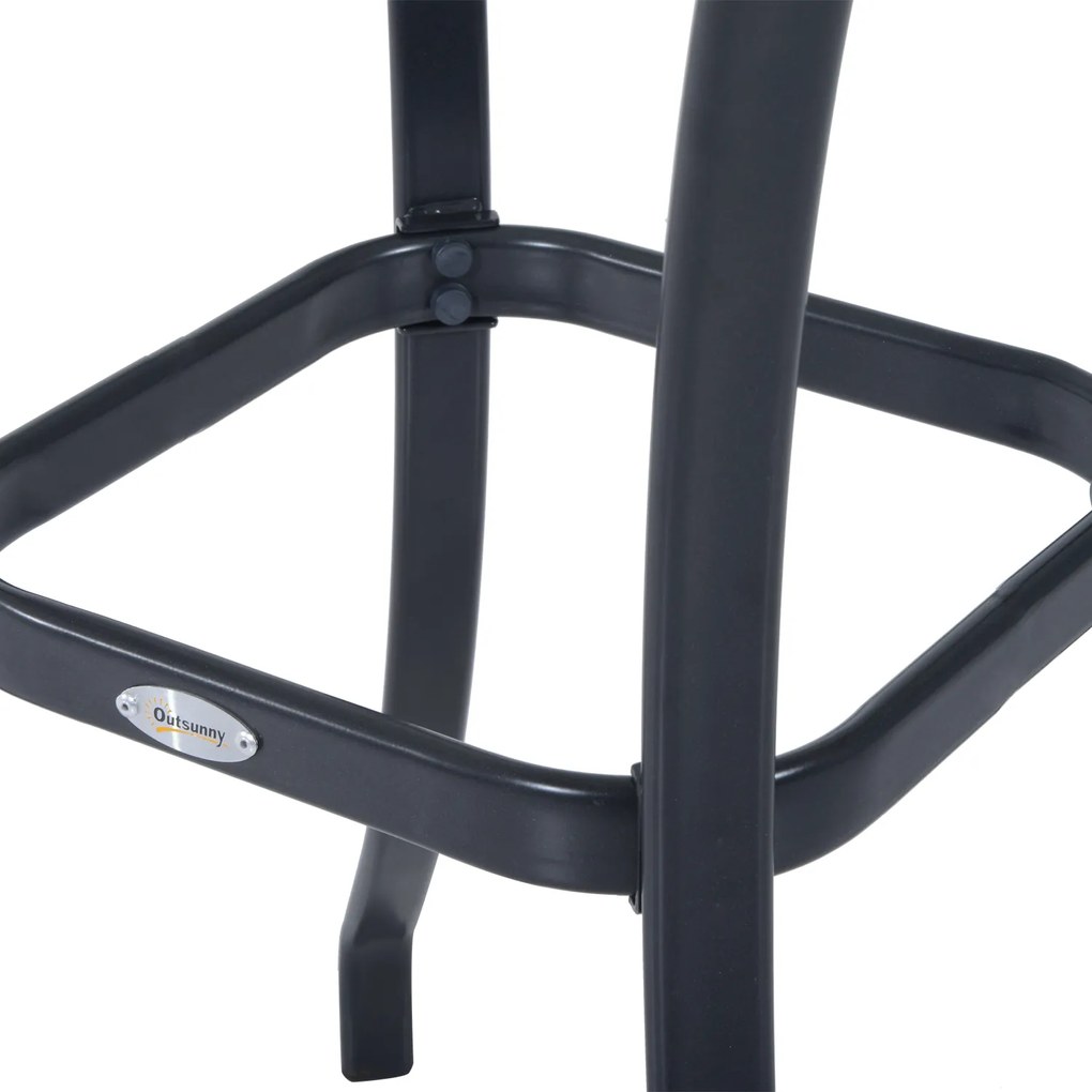 Outsunny Stół Ogrodowy Bistro z Szkła Hartowanego i Metalu Czarny Kwadratowy 68 5x68 5x84 cm Elegancki | Aosom PL