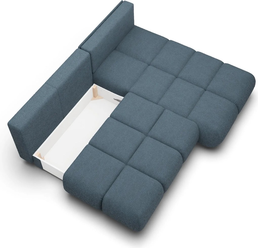 Masseno Narożnik CORSO z funkcją spania i pojemnikiem na pościel Narozniki L, Rozkładana sofa - Niebieski, NOW OR NEVER 77