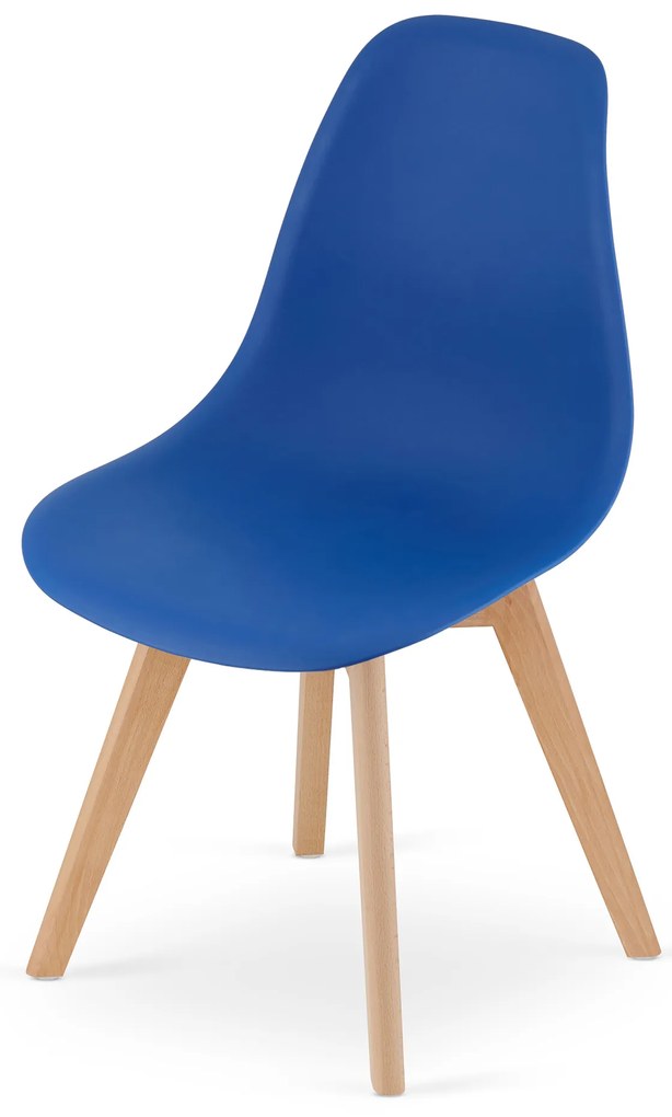 Niebieskie krzesło KITO z bukowymi nogami