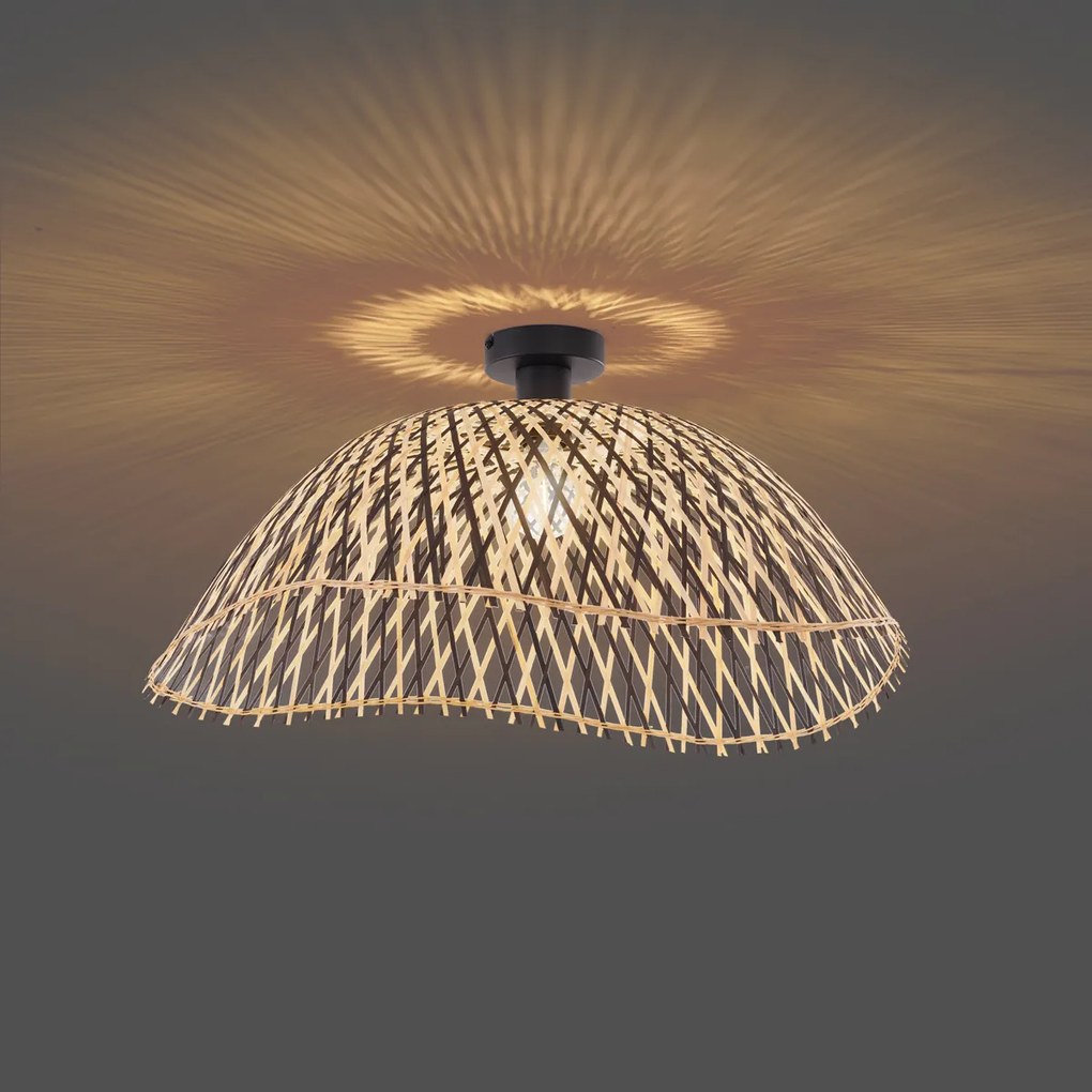 Lampa sufitowa w stylu art deco, czarna bambusowa, 60 cm - Alka