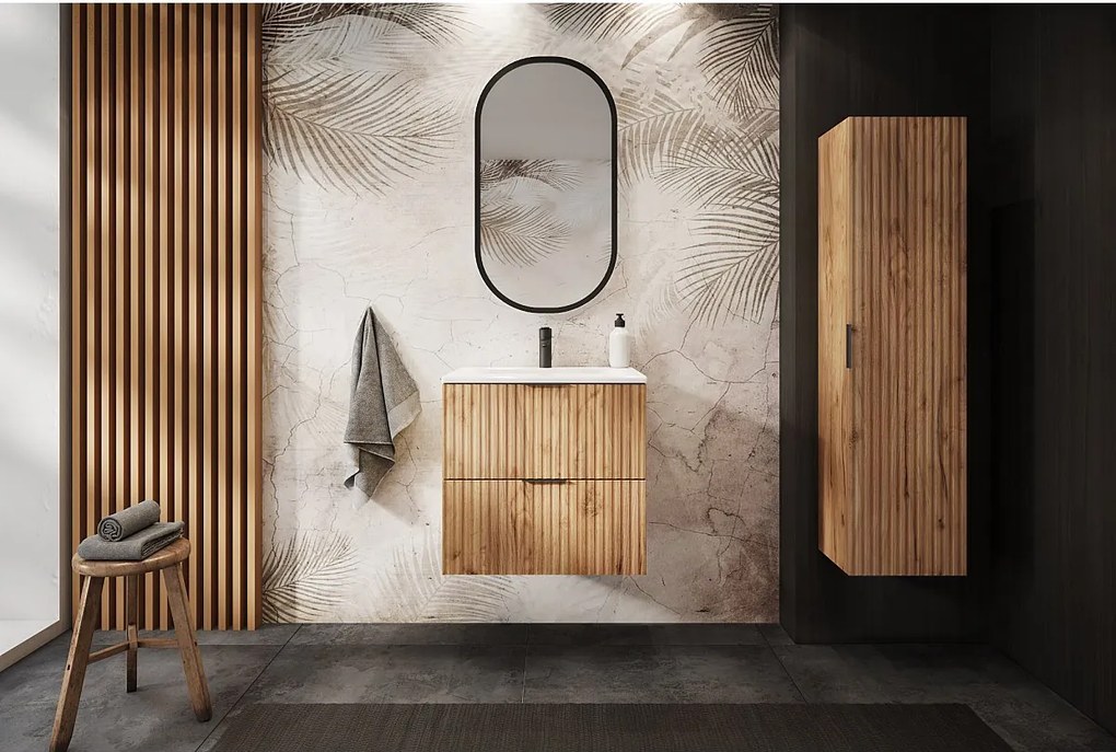 Słupek łazienkowy ryflowany FLOW 136 cm dąb craft złoty