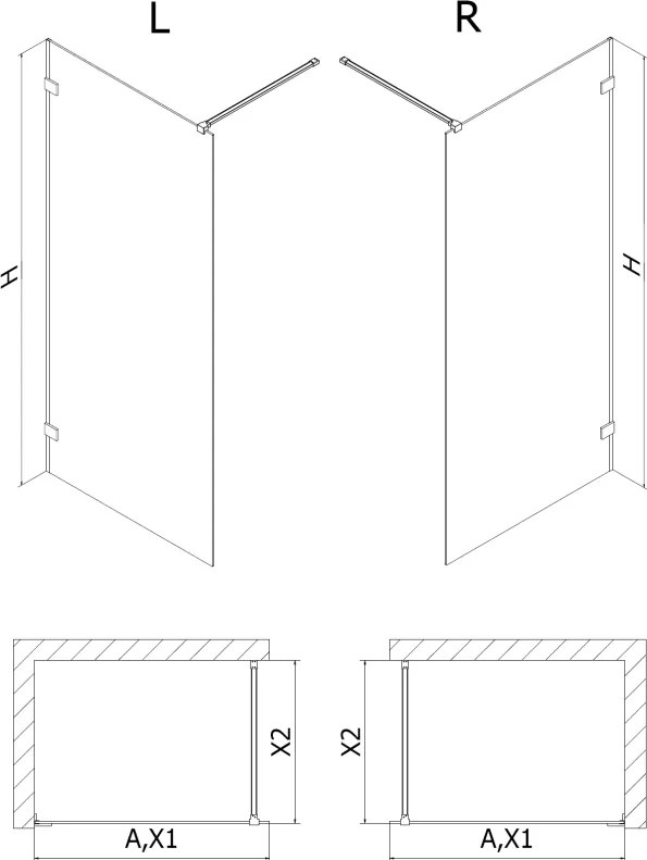 Mexen Lunar ścianka prysznicowa Walk-in prawa 50 x 200 cm, transparent 8 mm, miedź szczotkowana - 830-050-000-65-00-P