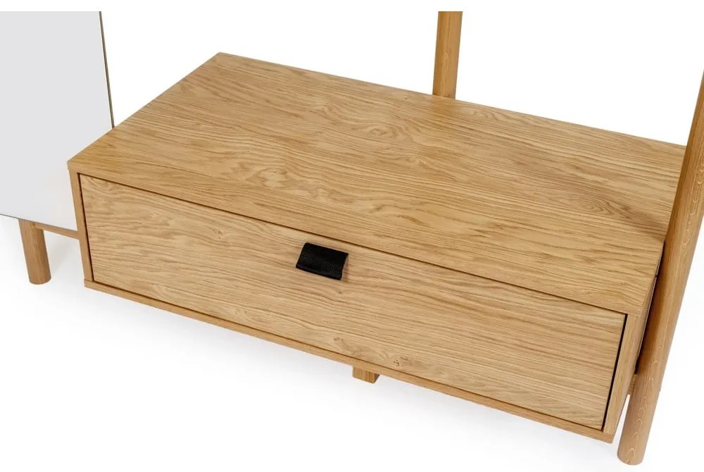 Wieszak do przedpokoju z drewna dębowego z lustrem Woodman Tripod