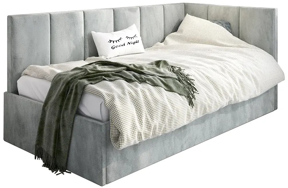 Narożne łóżko tapicerowane z podnoszonym stelażem 90x200 F4-P76