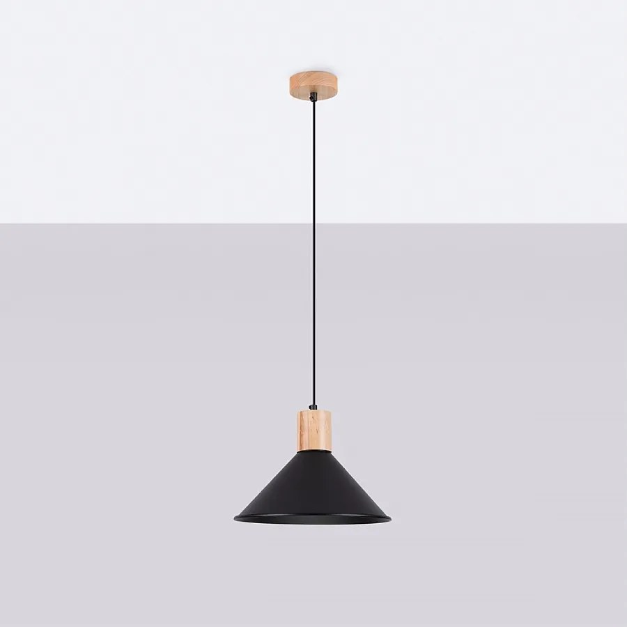 Lampy wiszące skandynawski Zorra, stal - 1 źródło światła 4000K - L.30 x H.120 cm - czarny