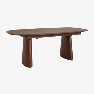Ovalny Rozkładany Stół Jadalniany Z Mdf I Fornirem Jesionowym Nuveta Ciemne Drewno & 220-280x110 Cm - Sklum