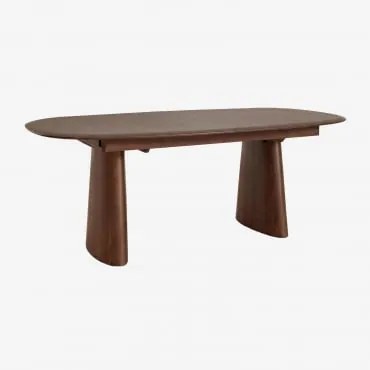 Rozkładany Owalny Stół Jadalniany Z Mdf I Fornirem Jesionowym Nuveta Ciemne Drewno & 220-280x110 Cm - Sklum