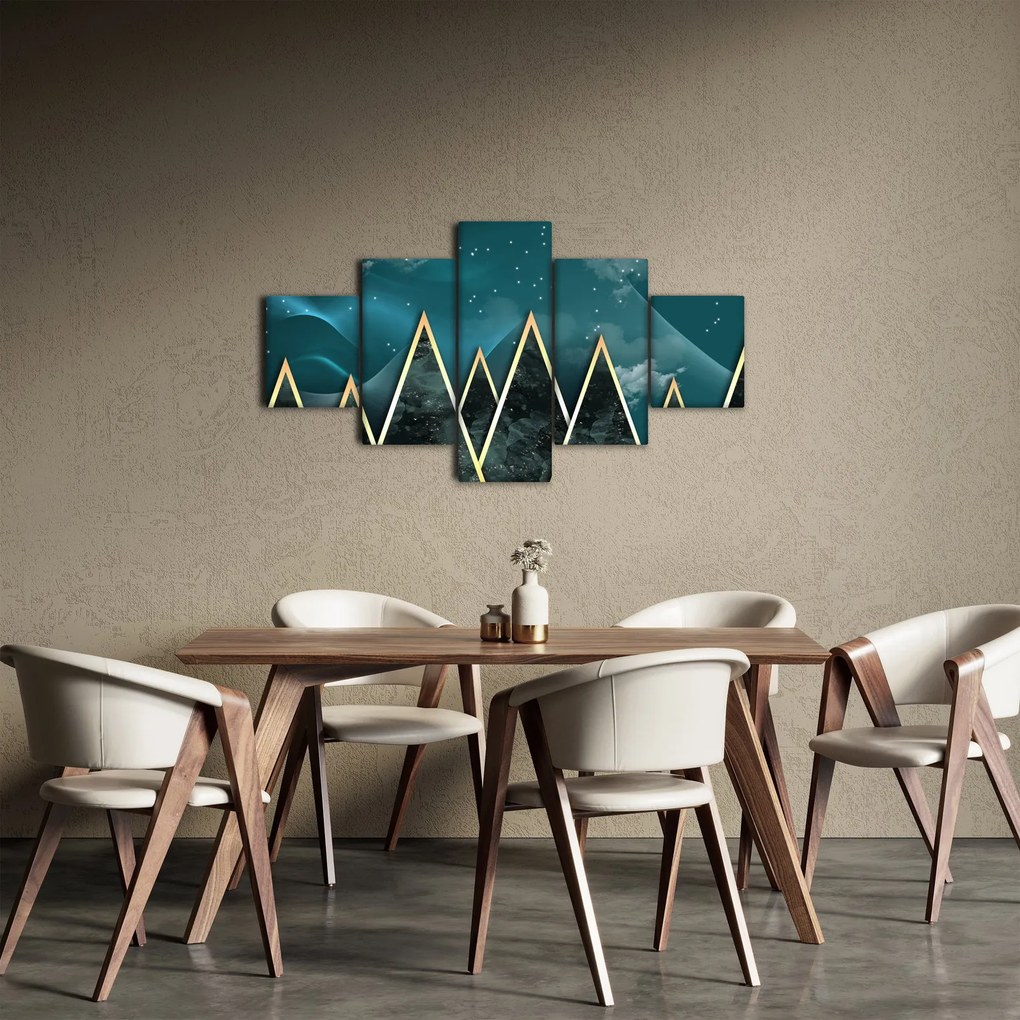 Obraz - Księżyc w pełni nad złotymi górami (125x70 cm)
