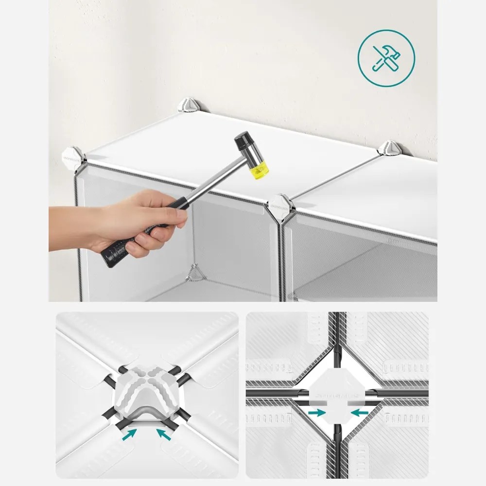 Organizer na buty KIMBERLY, 10 boksów, biały/przezroczysty SongmicsHome