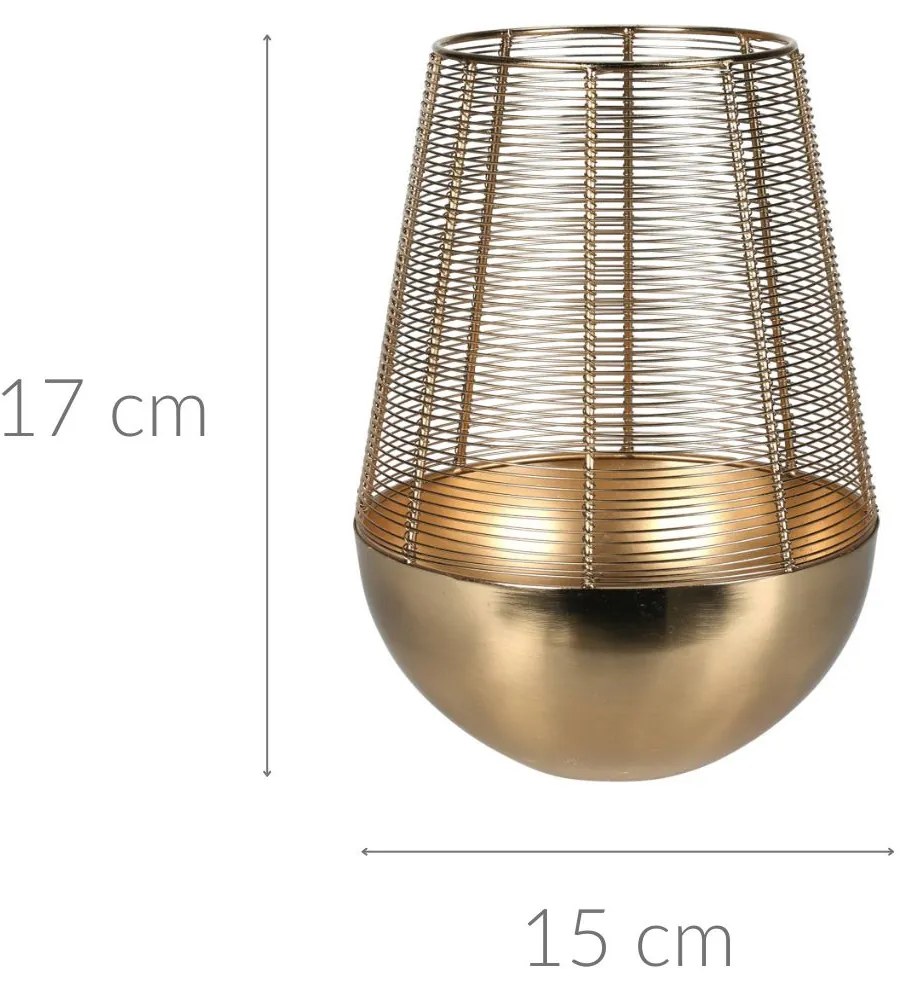 Złoty lampion na świeczkę, metalowy