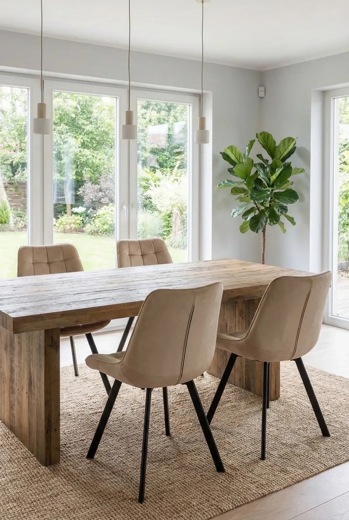 Beżowe nowoczesne pikowane krzesło A6-T30