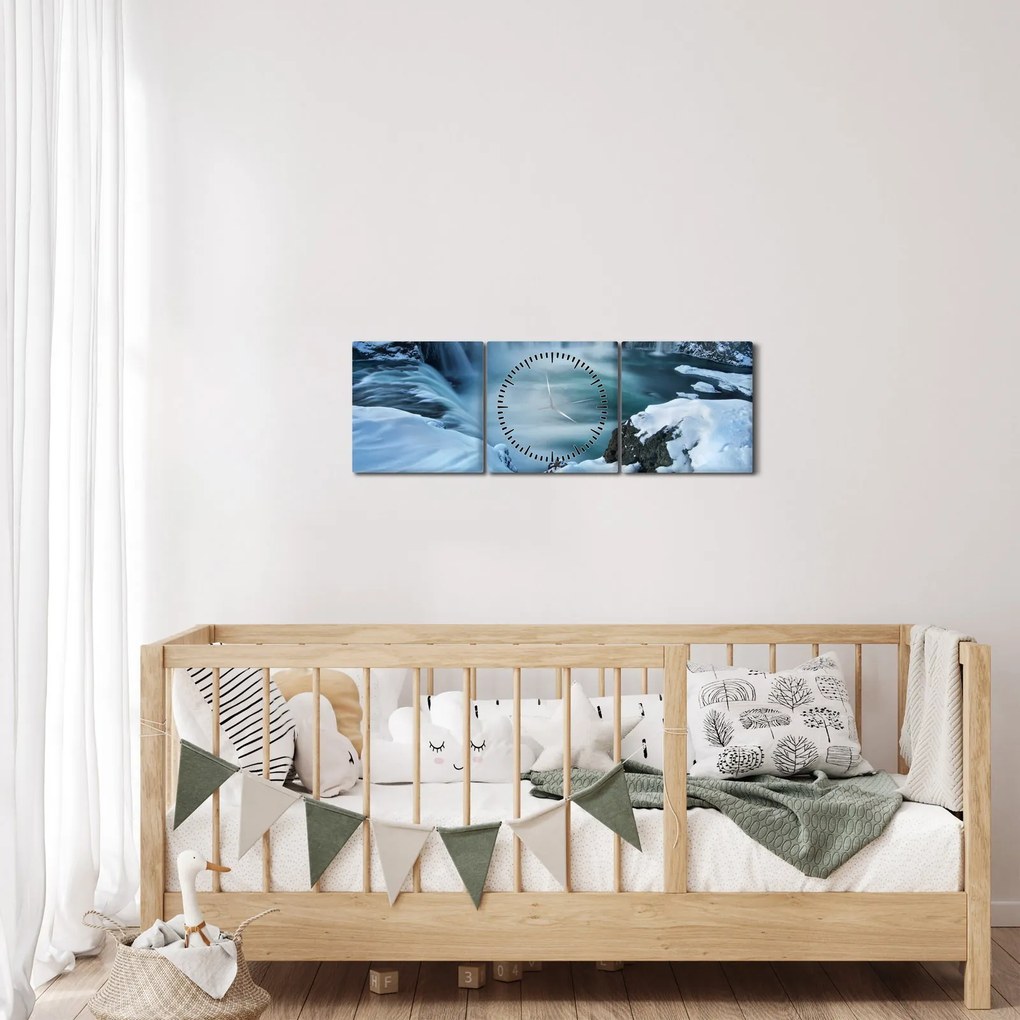Obraz - Wodospad Bogów, Islandia (z zegarem) (90x30 cm)