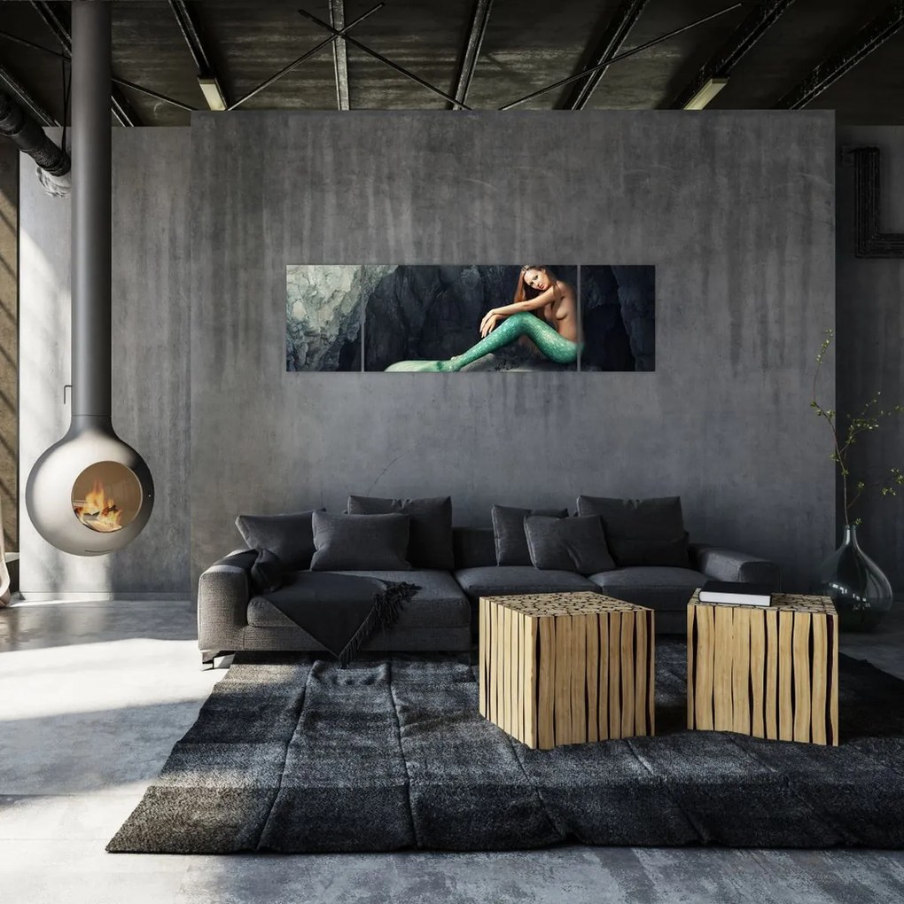 Obraz - Syrenka na skale (170x50 cm)