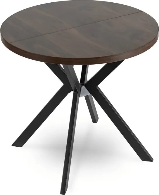 Stół Okrągły Rozkładany DORIAN 80-160 cm Orzech/Czarny Loft