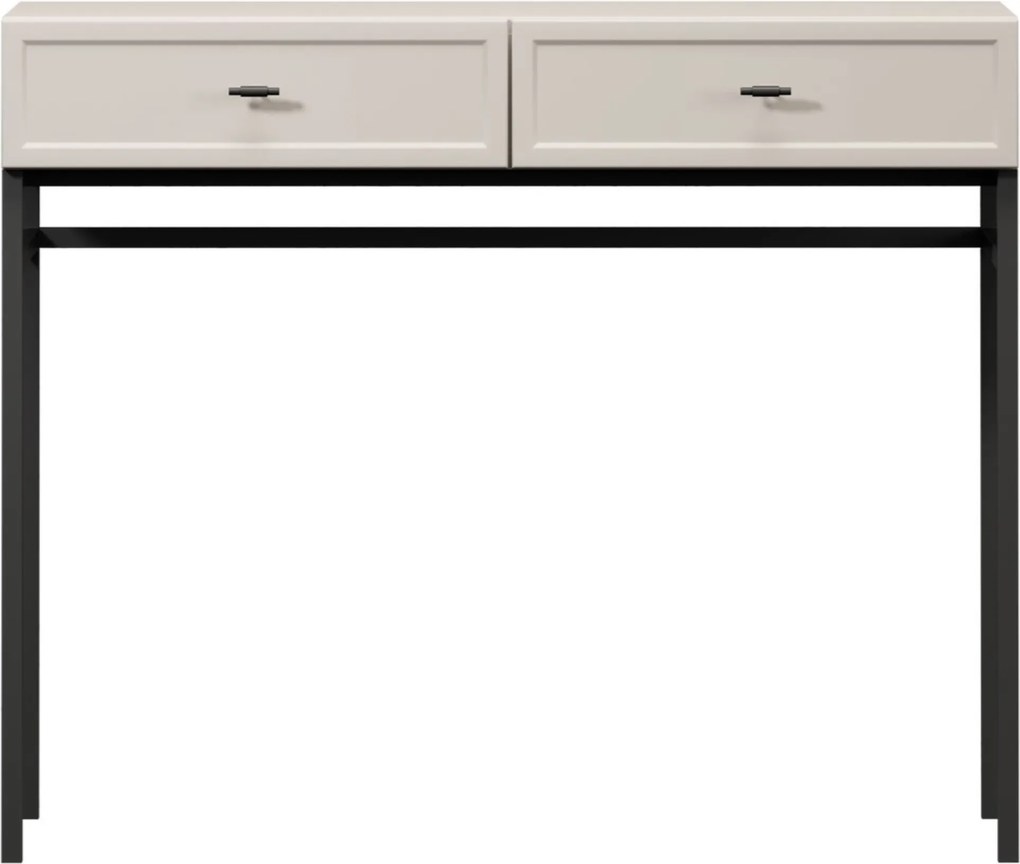 Toaletka Lorini 100 cm z szufladami - kaszmir / czarne uchwyty T-bar / stelaż