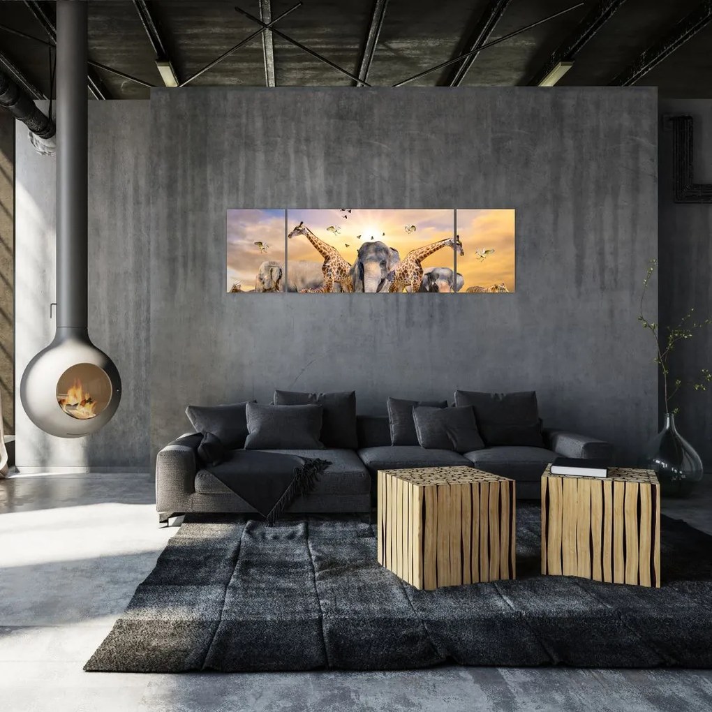 Obraz - Afrykańskie zwierzęta (170x50 cm)