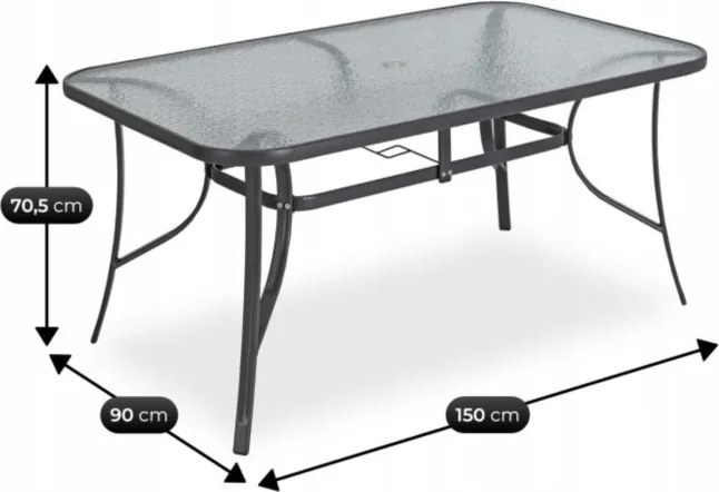 Zestaw Mebli Ogrodowych NEBRASKA Szary 6 Krzeseł Stół Tarasowy Parasol Nowoczesny