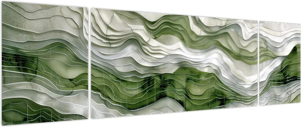 Obraz - Zielone i białe zmarszczki (170x50 cm)