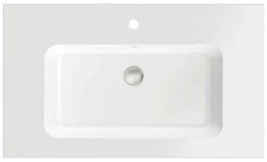Umywalka wpuszczana w blat / blatowa biała z otworem na baterię 60 x 50 cm ENO z konglomeratu