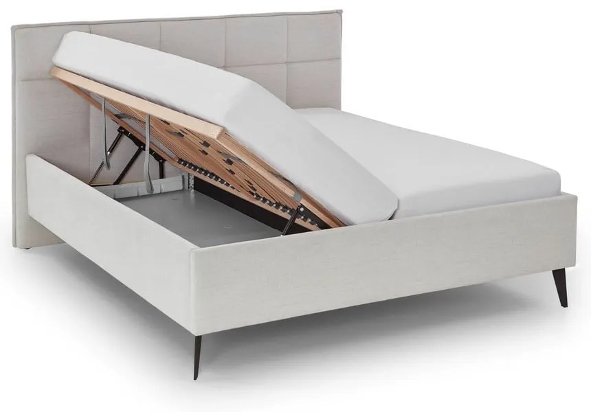 Beżowe łóżko dwuosobowe ze schowkiem ze stelażem 180x200 cm Paulo – Meise Möbel