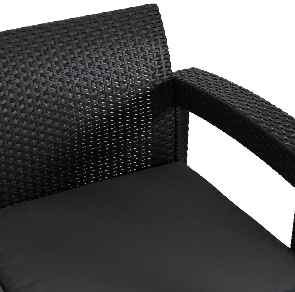 Zestaw mebli na taras Brandon - sofa, 2 fotele i stolik kawowy, czarny/ciemnoszary