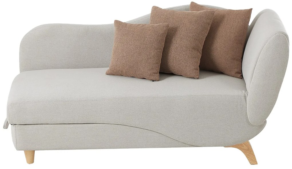 Szezlong lewostronny rozkładany z beżowej tkaniny ze schowkiem na pościel PENELOPE