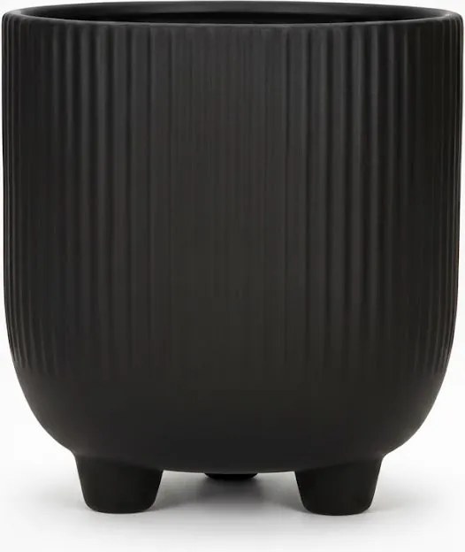 Doniczka Osłonka Czarna 15 Ceramiczna na Trzech Nóżkach Designerska Donica